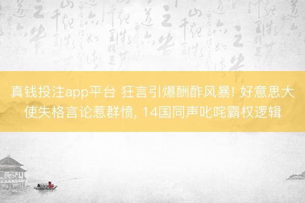真钱投注app平台 狂言引爆酬酢风暴! 好意思大使失格言论惹群愤， 14国同声叱咤霸权逻辑