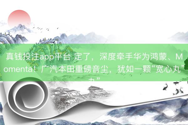 真钱投注app平台 定了，深度牵手华为鸿蒙、Momenta！广汽本田重磅音尘，犹如一颗“宽心丸”